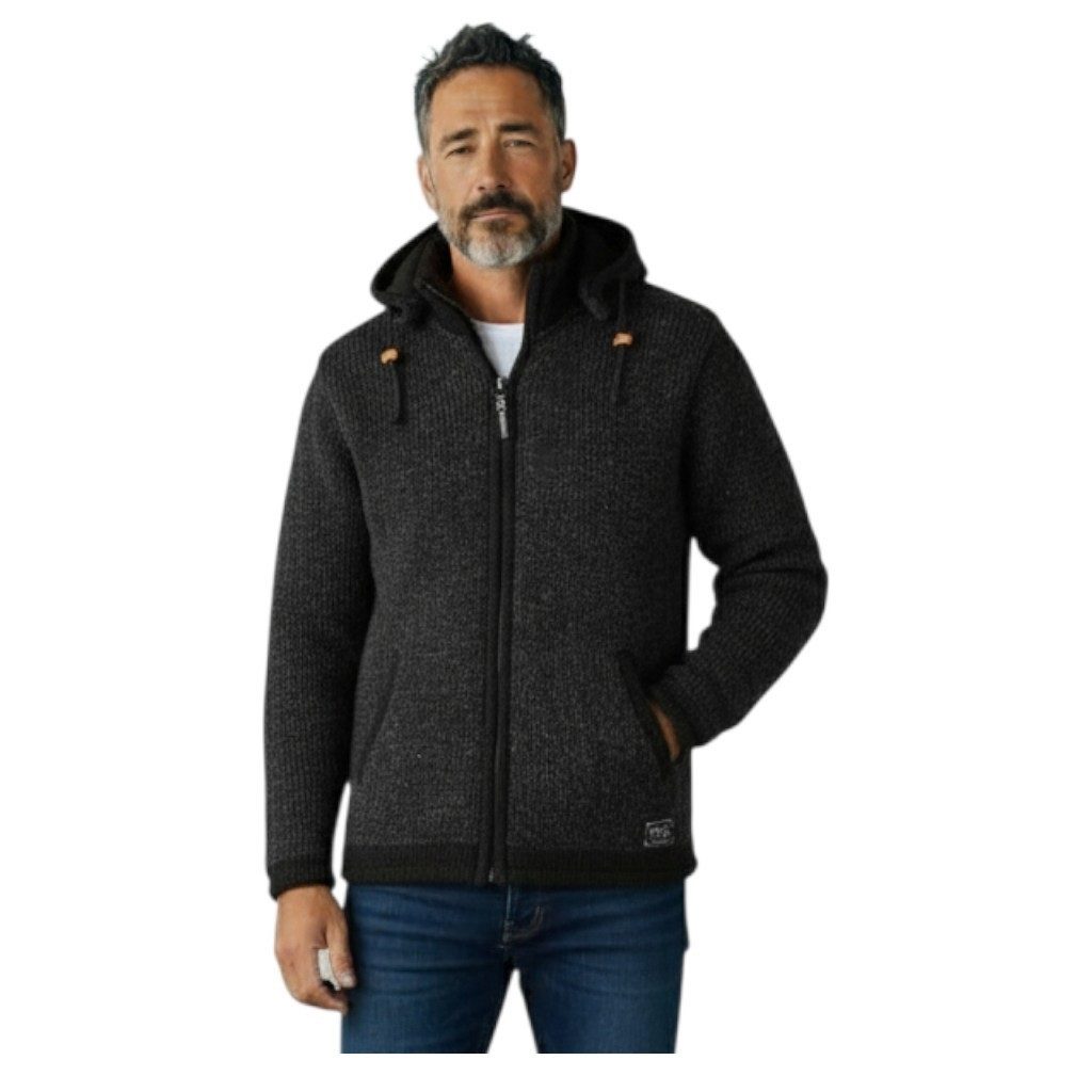 THC Natural Line Strickjacke THC Schafwoll Strickjacke 810 anthrazit (1 Stück, 1-tlg., 1 Stück) Strickjacke mit abnehmbarer Kapuze – Bild 4 von 5