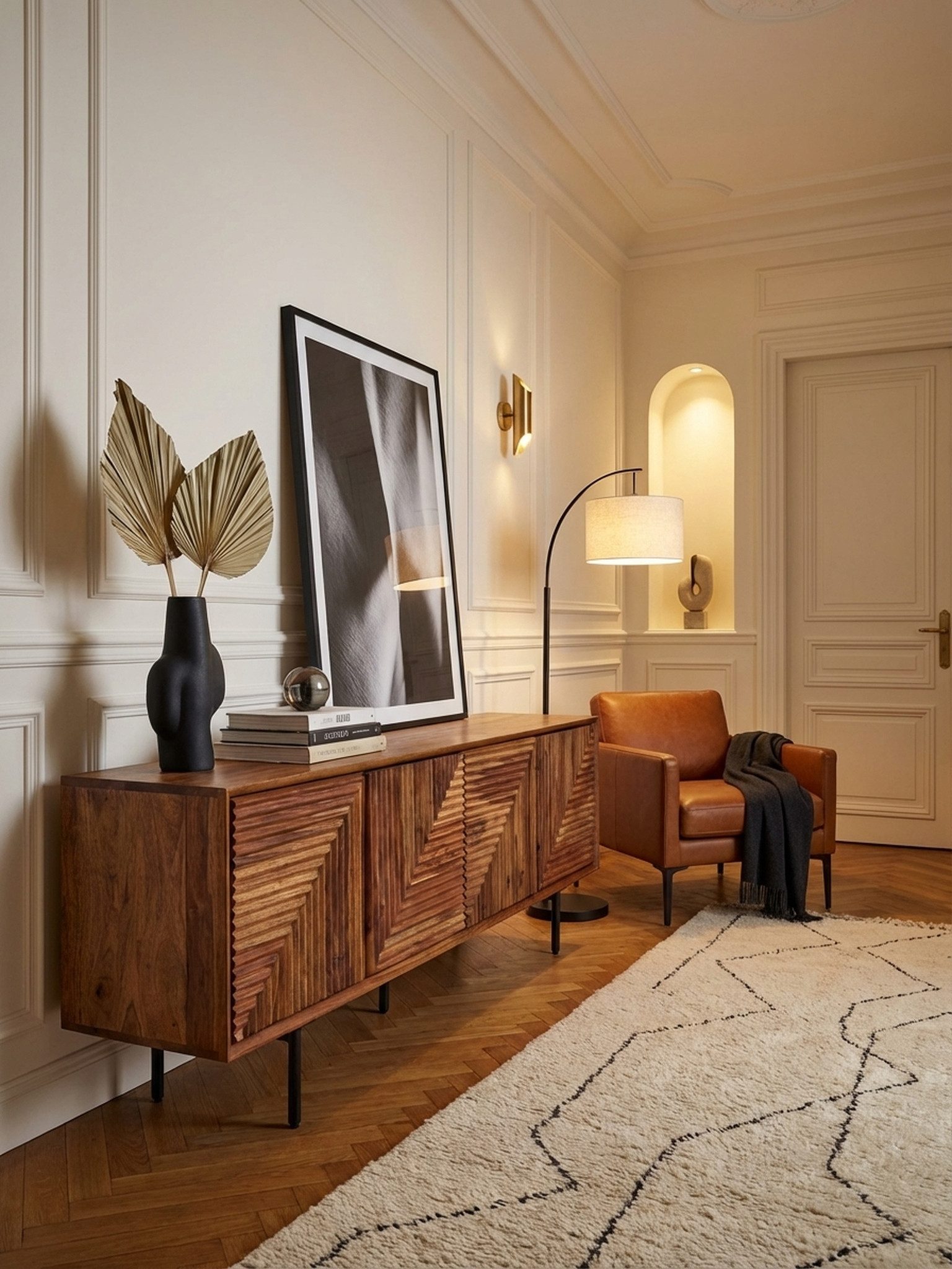 KADIMA DESIGN Lowboard TV-Kommode Massivholz modernes Design viel Stauraum Fernsehschrank