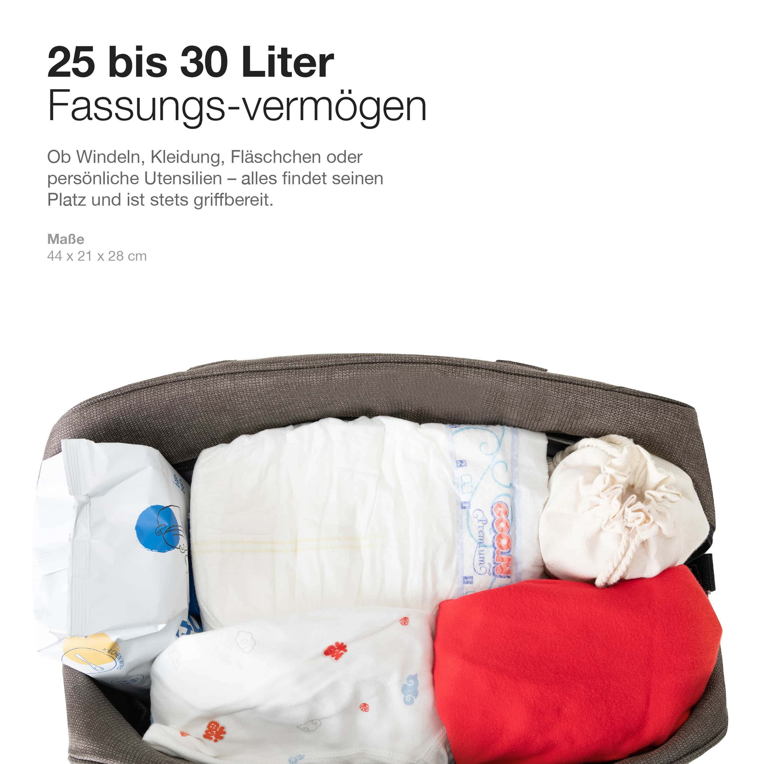 Daliya® Wickeltasche ALPINO PURE Tasche mit praktischen Funktionen, inkl. Wickelunterlage (3-tlg., Wickeltasche, gepolsterte Wickelunterlage, Schulterriemen mit Karabiner), Wickeltasche mit 17 Fächern, Thermo-Fächern und Trolley-Funktion