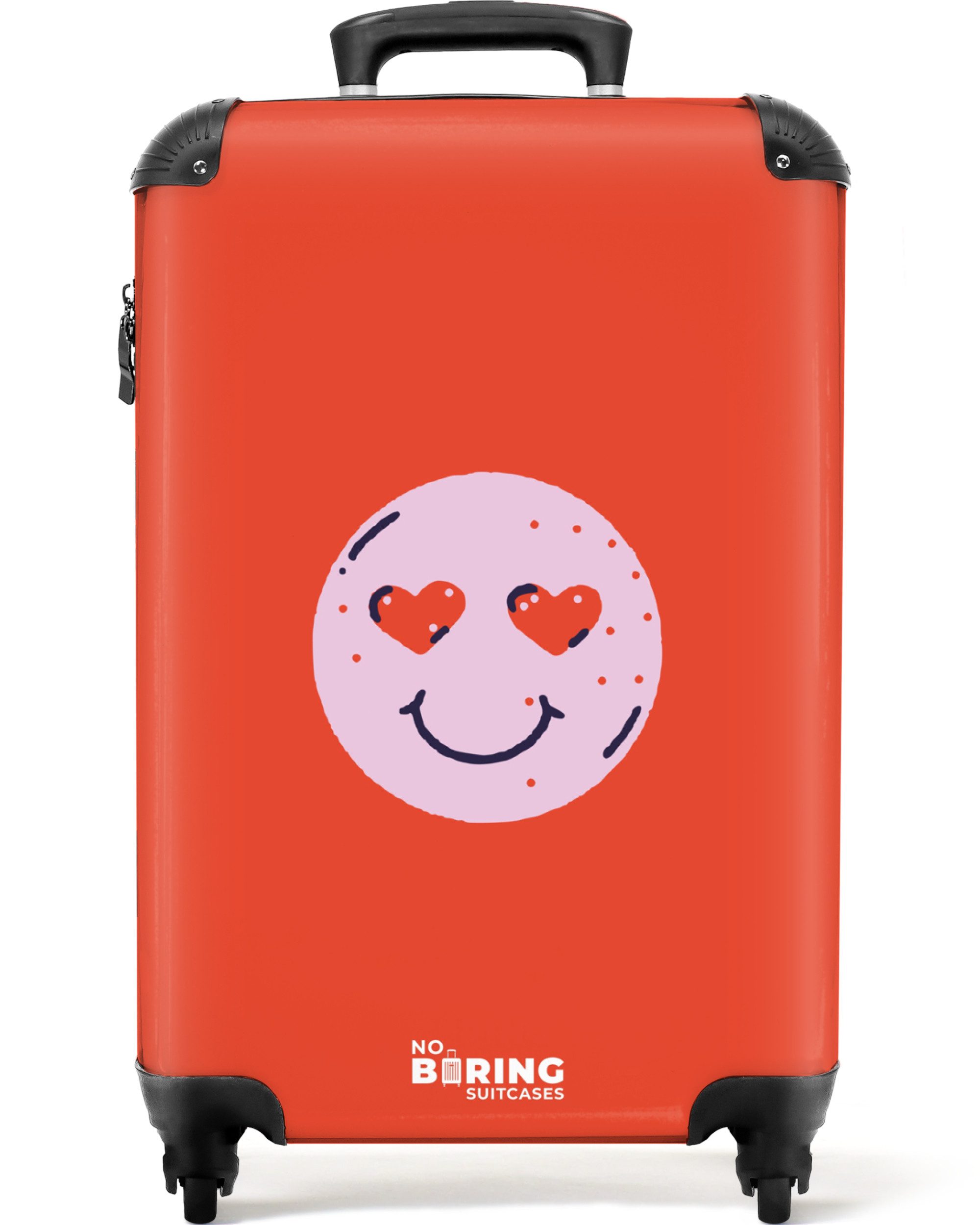 NoBoringSuitcases.com© Hartschalen-Trolley Rotes und rosafarbenes Smiley-Ge günstig online kaufen