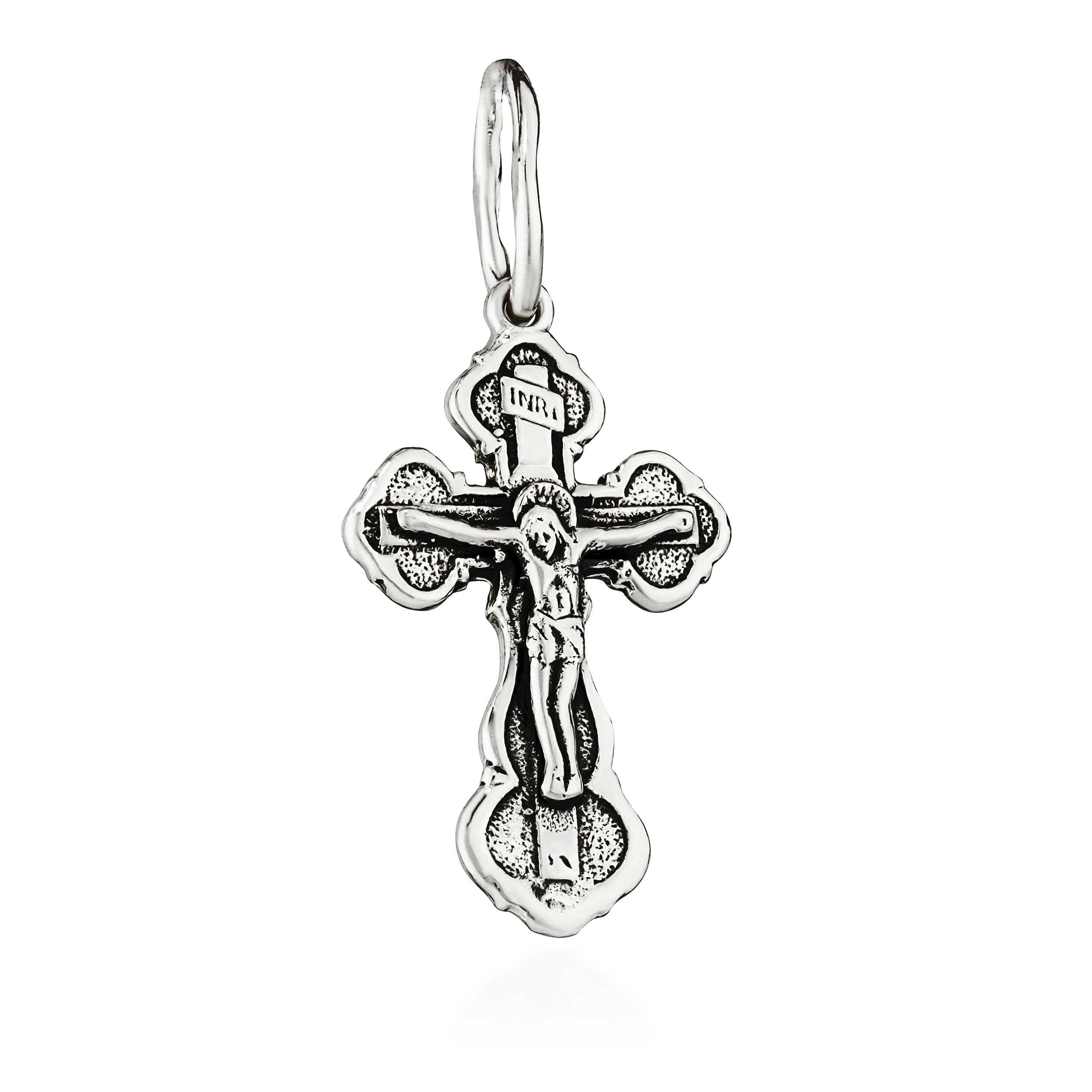 Kreuzanhänger Detaillierter Kettenanhänger 925 Silber Kruzifix 21mm x 13,7mm Göttlic