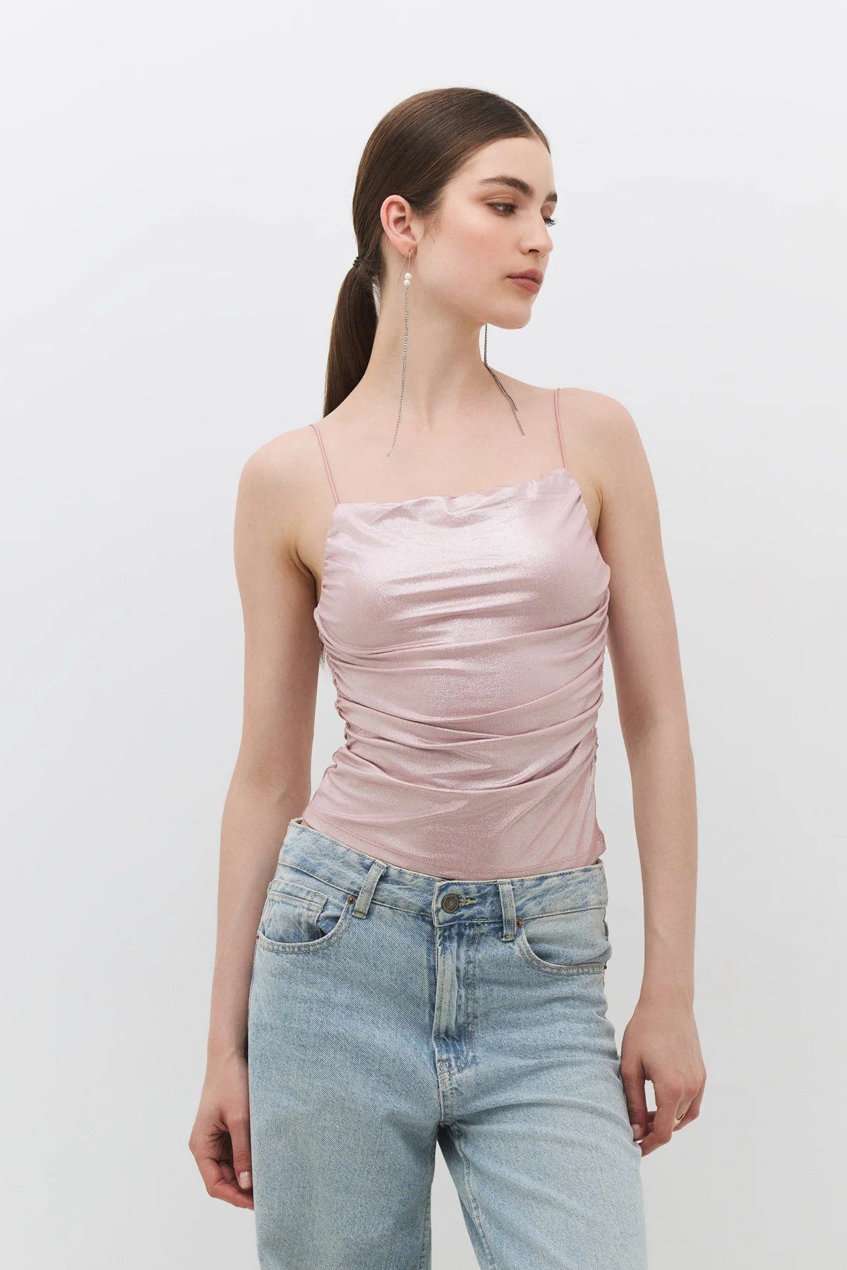 T-Shirt Crop-Top mit dünnen Trägern