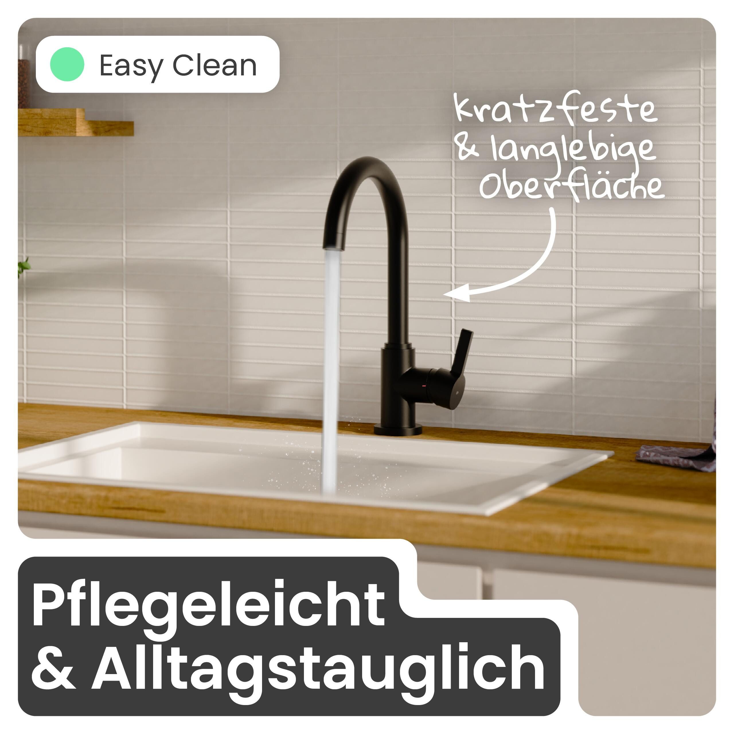 instmaier Spültischarmatur Leona 360° schwenkbar, Schwarz matt, Hochdruck – Bild 5 von 5