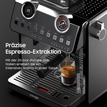 Aoucheni Espressomaschine EM653 Kaffeemaschine, Espresso Machine mit 2,7-Liter-Wassertank, Korbfilter, 2200W, mit Thermokanne, 20 Bar