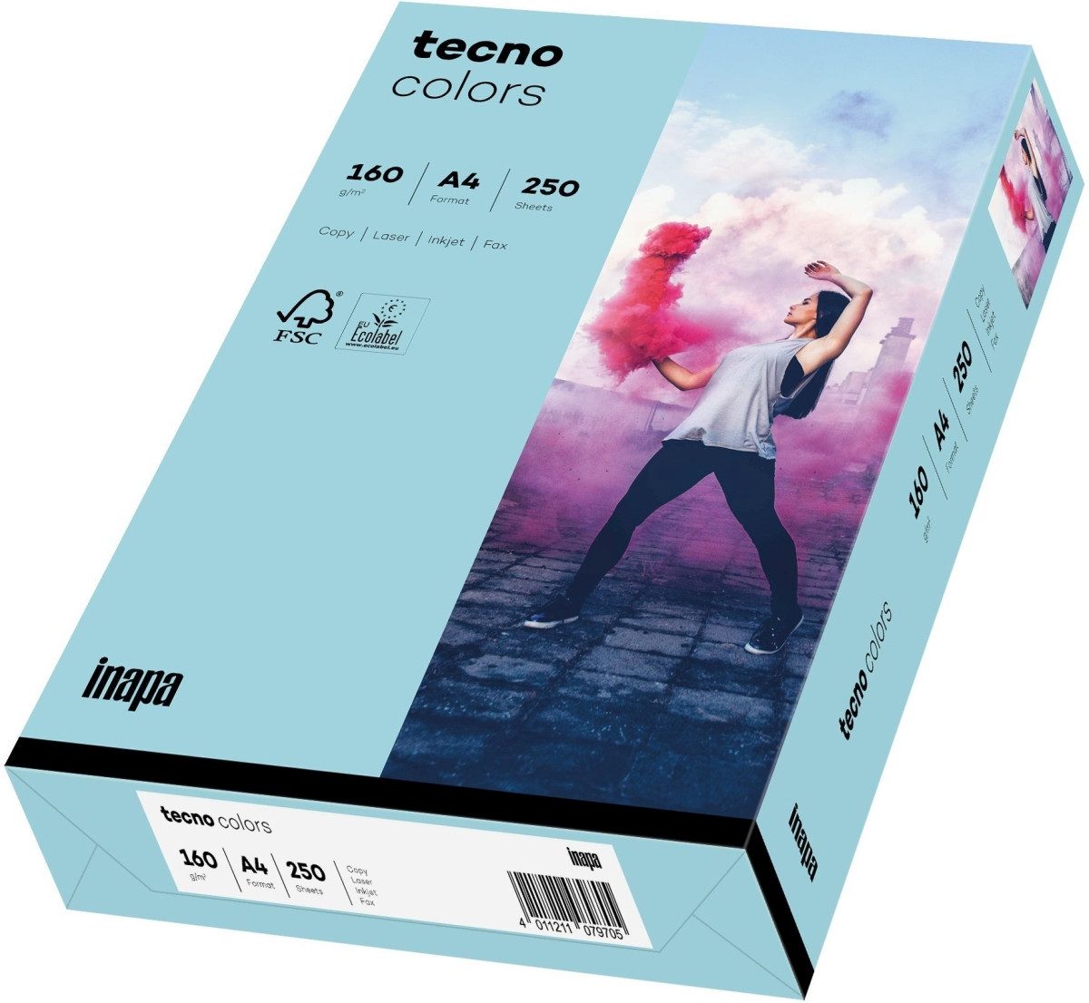 INAPA Копировальная бумага Multifunktionspapier tecno colors A4 160g/qm VE=5x250 Blatt mittelblau