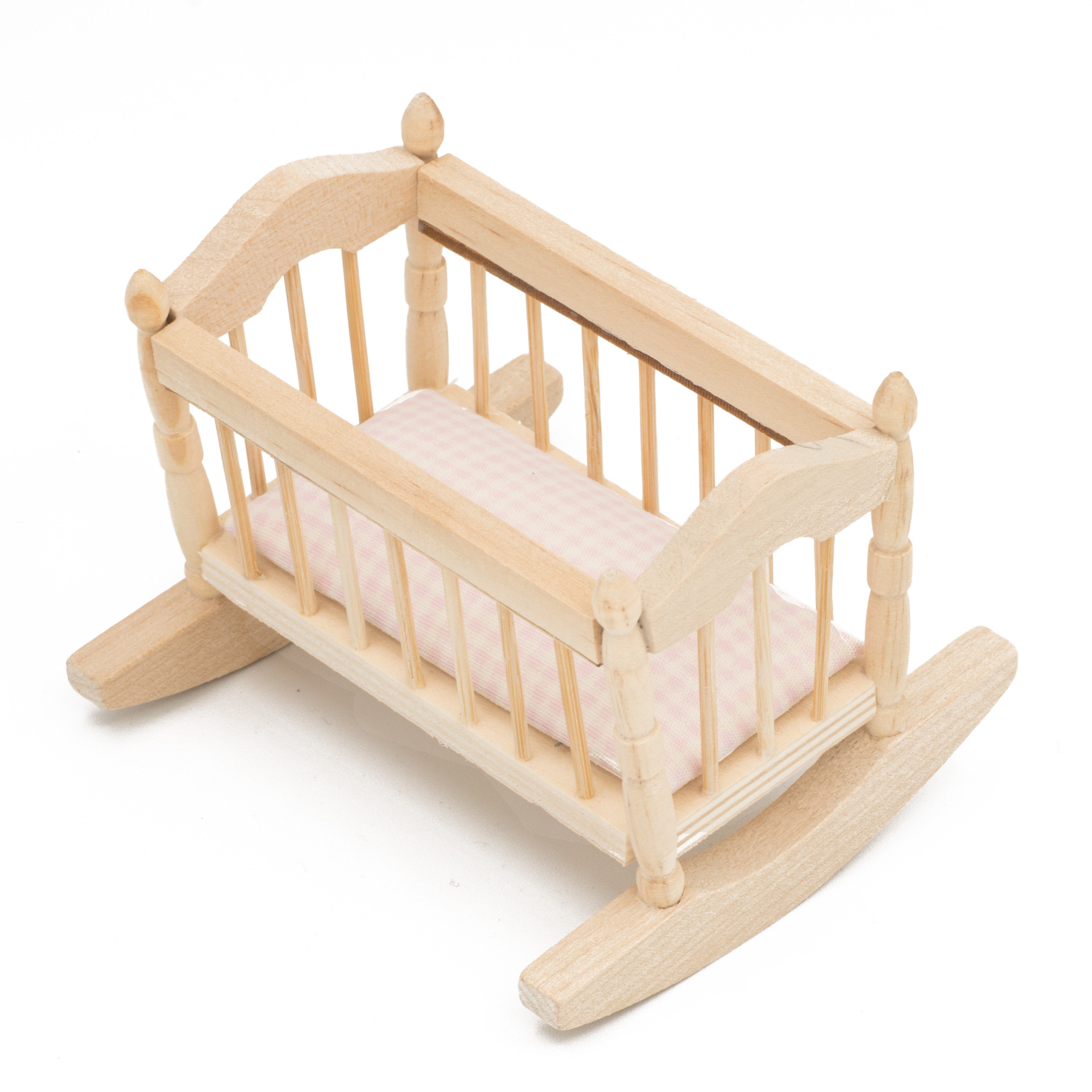 Streets Ahead Dollshouse Puppenwiege Puppenwiege fürs Puppenhaus Holz unbehandelt 1:12 (1tlg)