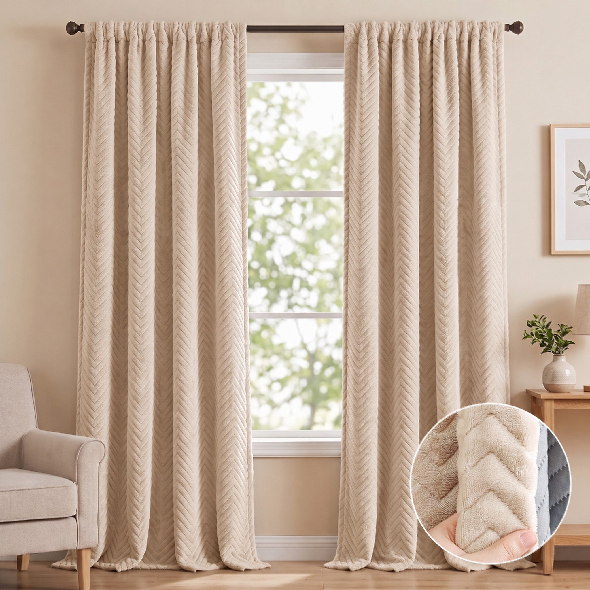 LMaxhome Verdunkelungsvorhang Verdunkelungsvorhang Thermovorhang, 3-lagig, 600 g/m²,100 % blickdicht (2 St), Schallreduzierend & wärmeisolierend für Wohn-, Schlaf- & Arbeitszimmer