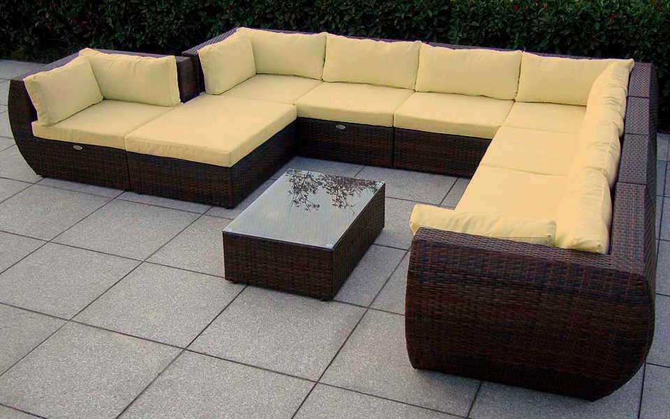 Loungeset »Extreme«, 1 XXL Sofa, 1 Hocker, Tisch, Polyrattan Loungeset »Extreme«, 1 XXL Sofa, 1 Hocker, Tisch, Polyrattan
