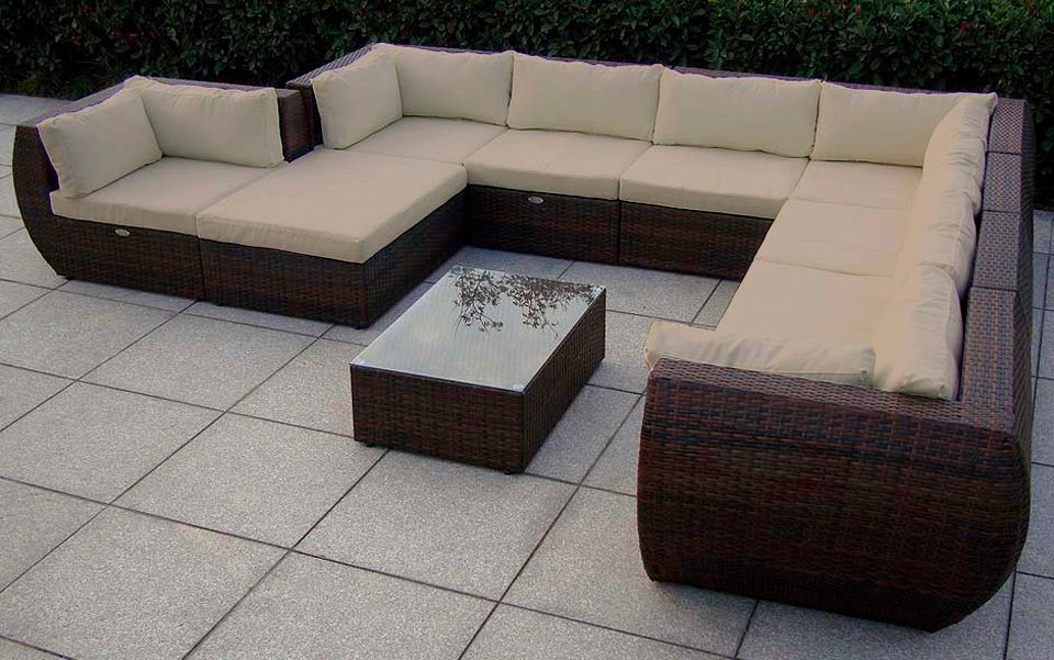 Loungeset »Extreme«, 1 XXL Sofa, 1 Hocker, Tisch, Polyrattan Loungeset »Extreme«, 1 XXL Sofa, 1 Hocker, Tisch, Polyrattan