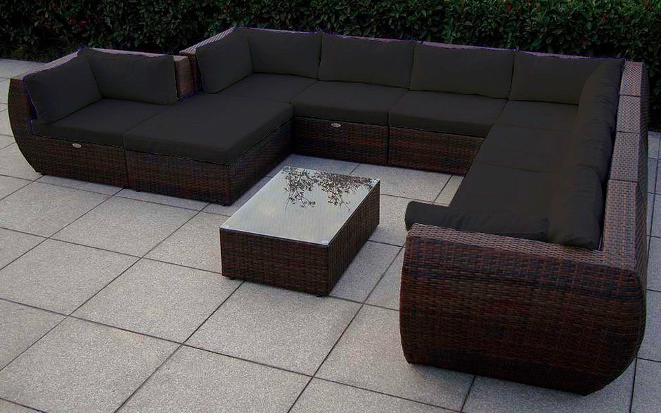 Loungeset »Extreme«, 1 XXL Sofa, 1 Hocker, Tisch, Polyrattan Loungeset »Extreme«, 1 XXL Sofa, 1 Hocker, Tisch, Polyrattan