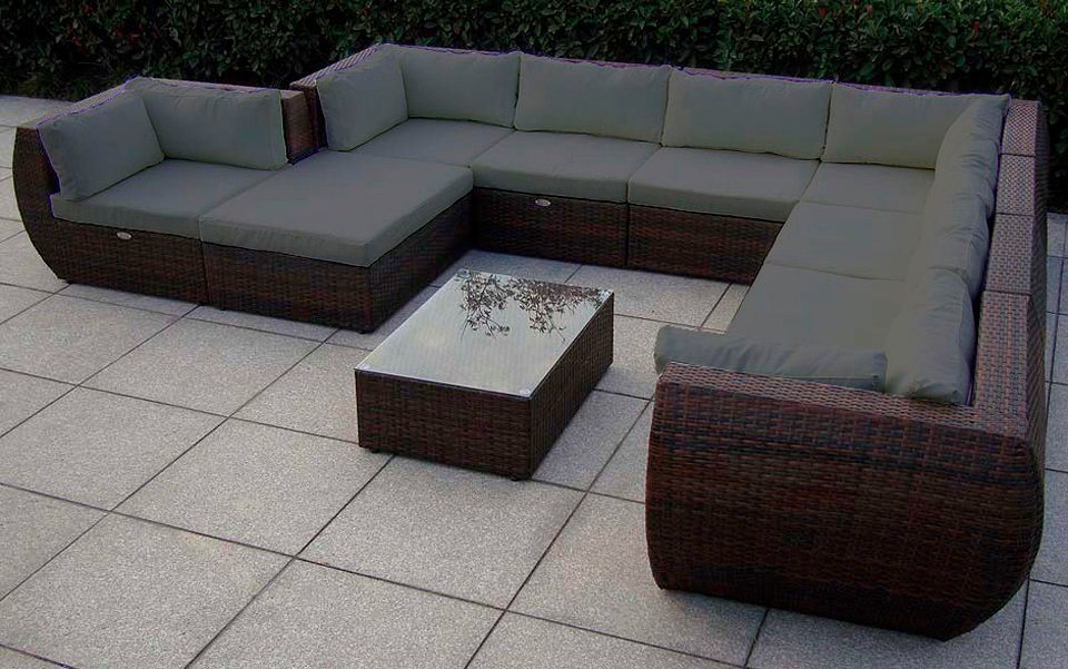 Loungeset »Extreme«, 1 XXL Sofa, 1 Hocker, Tisch, Polyrattan Loungeset »Extreme«, 1 XXL Sofa, 1 Hocker, Tisch, Polyrattan