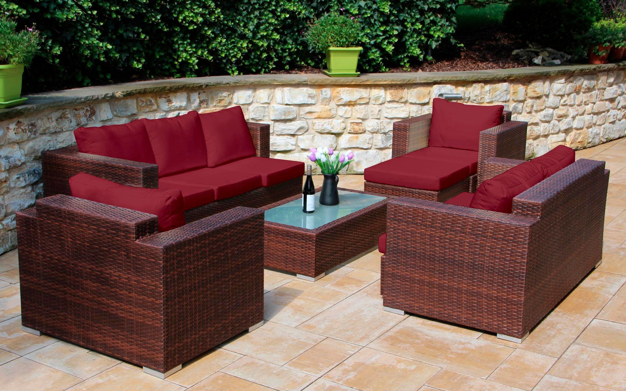 Loungeset »Daylight«, 3er Sofa, 2er Sofa, 2 Sessel, 1 Hocker, Tisch, Polyrattan Loungeset »Daylight«, 3er Sofa, 2er Sofa, 2 Sessel, 1 Hocker, Tisch, Polyrattan