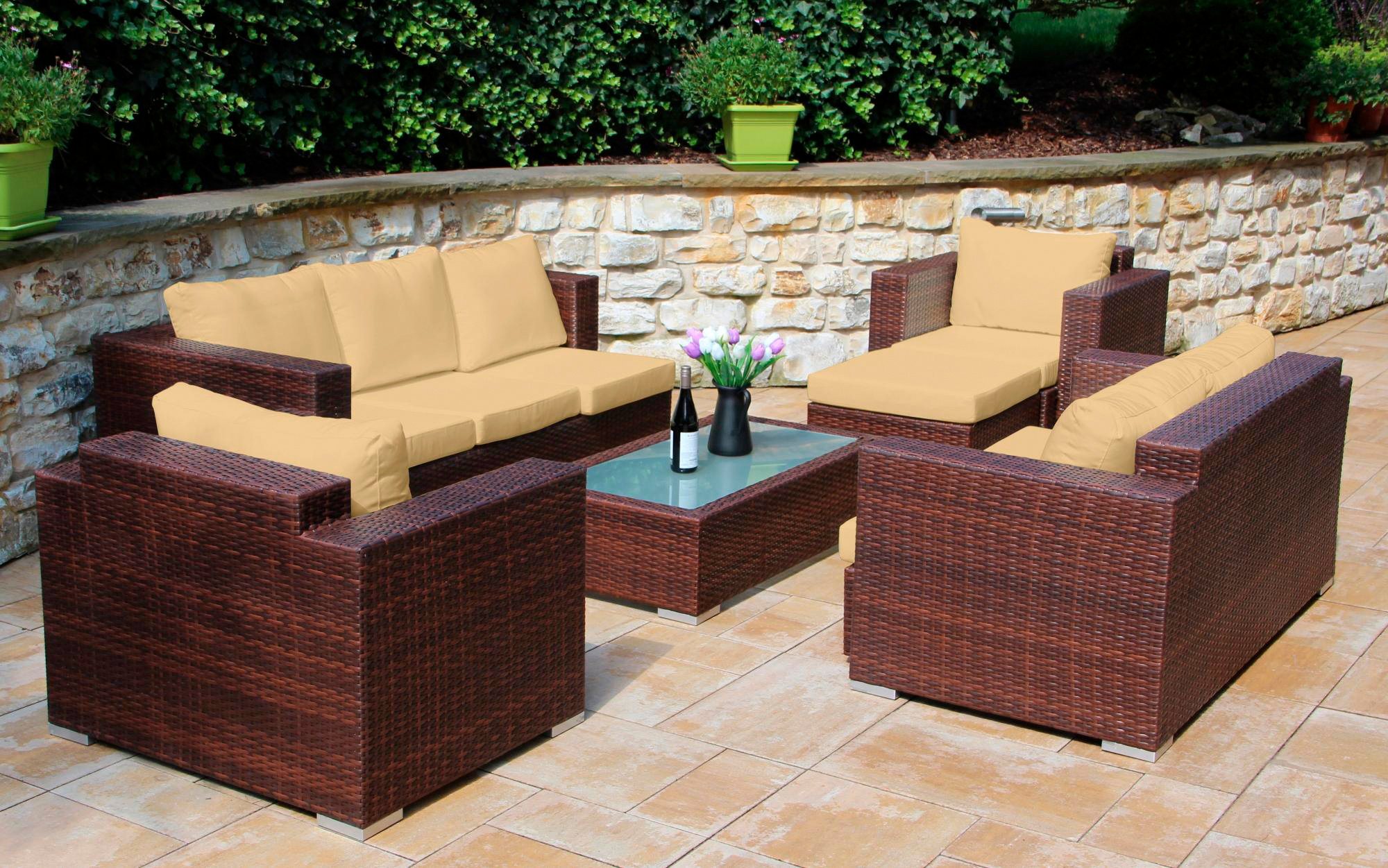 Loungeset »Daylight«, 3er Sofa, 2er Sofa, 2 Sessel, 1 Hocker, Tisch, Polyrattan Loungeset »Daylight«, 3er Sofa, 2er Sofa, 2 Sessel, 1 Hocker, Tisch, Polyrattan