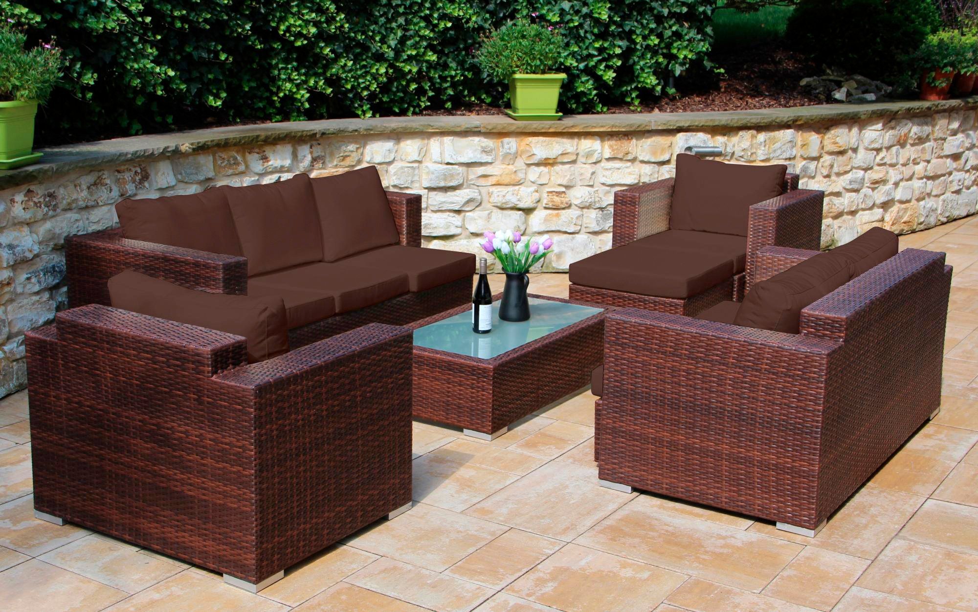 Loungeset »Daylight«, 3er Sofa, 2er Sofa, 2 Sessel, 1 Hocker, Tisch, Polyrattan Loungeset »Daylight«, 3er Sofa, 2er Sofa, 2 Sessel, 1 Hocker, Tisch, Polyrattan