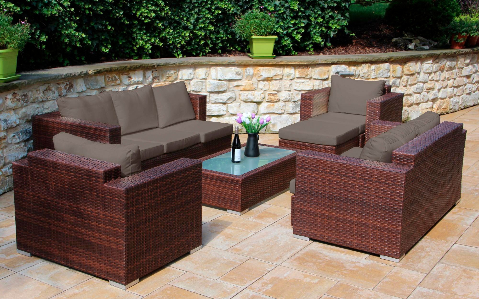 Loungeset »Daylight«, 3er Sofa, 2er Sofa, 2 Sessel, 1 Hocker, Tisch, Polyrattan Loungeset »Daylight«, 3er Sofa, 2er Sofa, 2 Sessel, 1 Hocker, Tisch, Polyrattan
