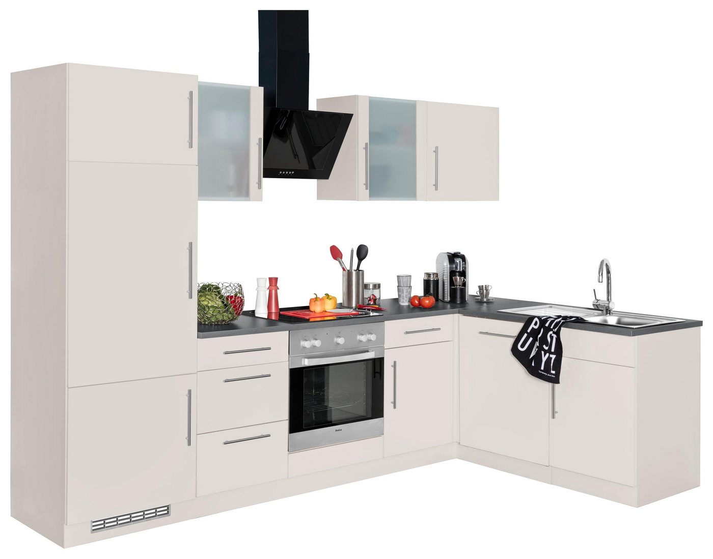 wiho Küchen Winkelküche Cali, ohne E-Geräte, Stellbreite 280 x 170 cm beige