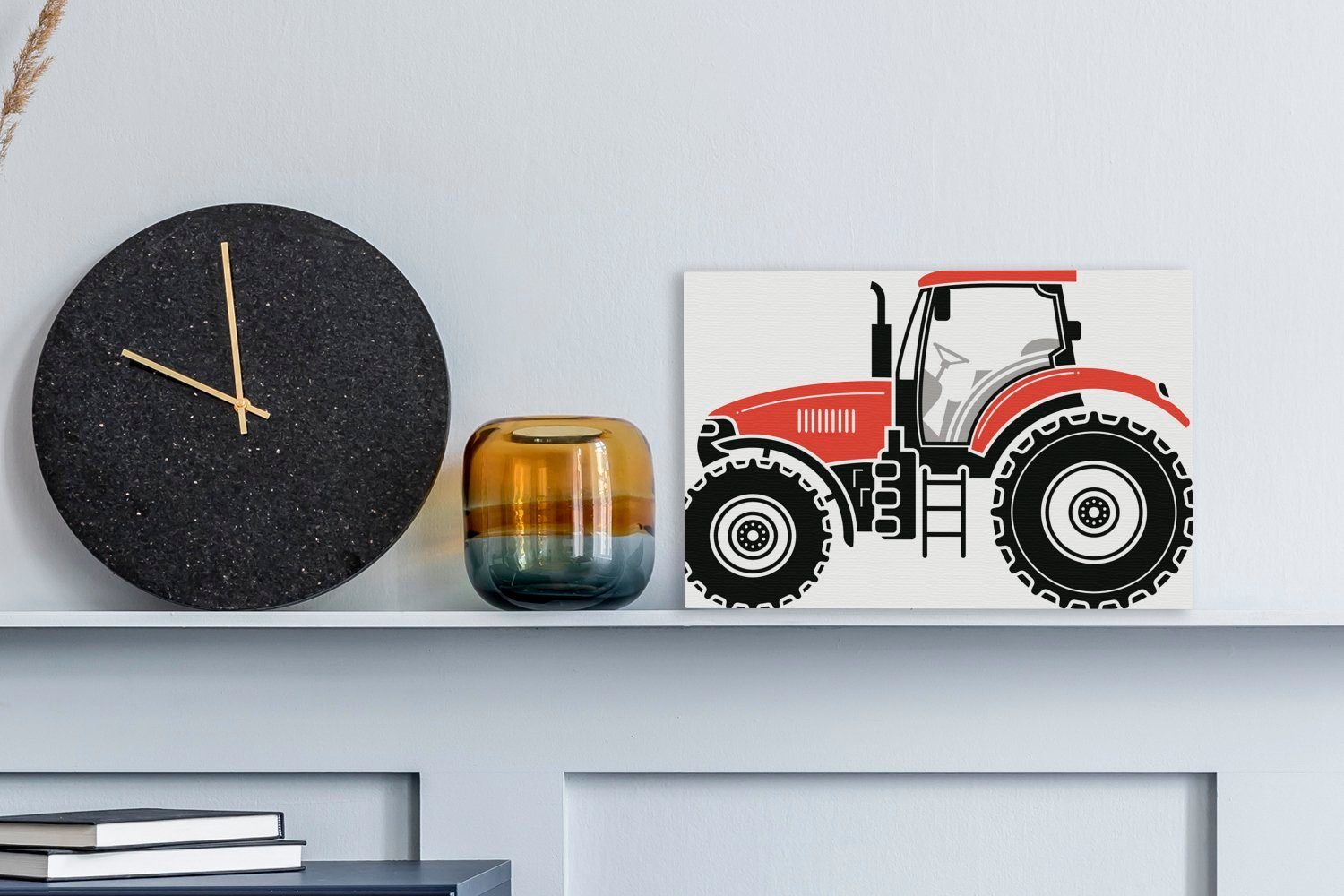OneMillionCanvasses® Leinwandbild Traktor Schwarz, Rot Wandbild cm Aufhängefertig, Leinwandbilder, Wanddeko, St), 30x20 - - (1