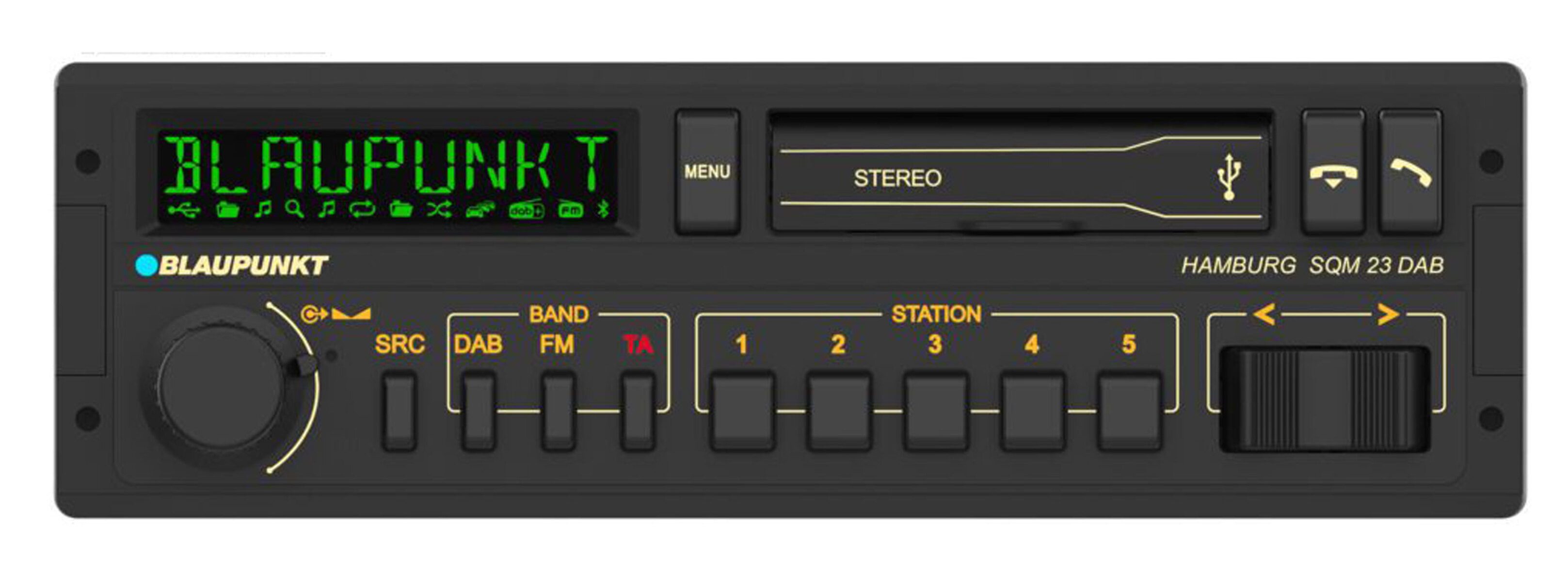 Blaupunkt HAMBURG SQM 23 DAB 1-DIN Youngtimer Autoradio Bluetooth USB MP3 Autoradio (RDS, AM/FM Radio, Animiertes Display, Freisprecheinrichtung, 1 DIN)