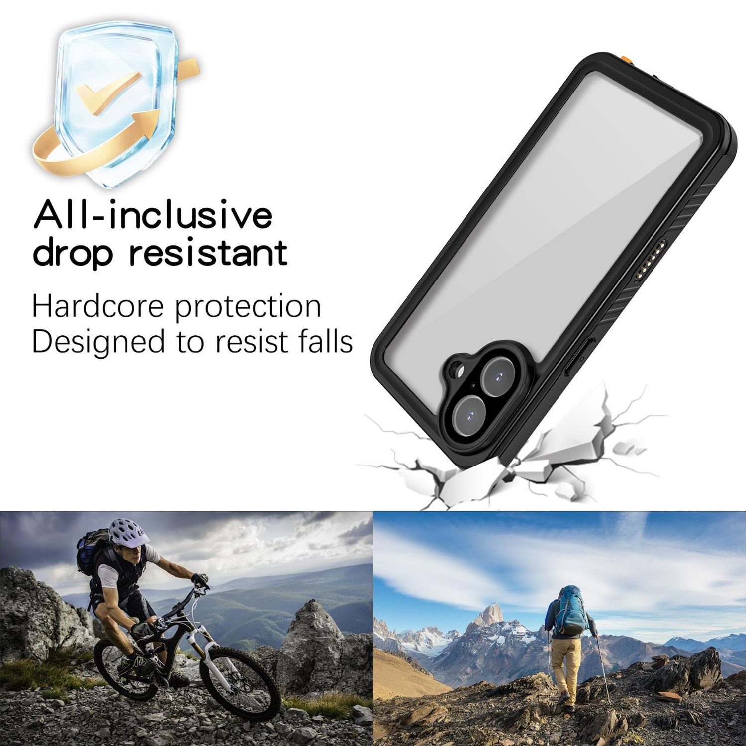 Wigento Handyhülle Für Apple iPhone 17 360 Grad Body Wasserdichte Hülle MagSafe Schwarz, IP68 Wasserdichte und stoßfeste Schutzhülle, MagSafe-kompatibel – Bild 4 von 5