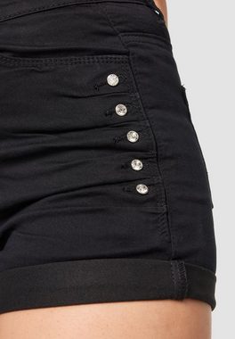 MiSS RJ Jeansshorts High Waist Denim Jeans Shorts Bermuda Stretch Hose mit Spitze 5396 in Schwarz
