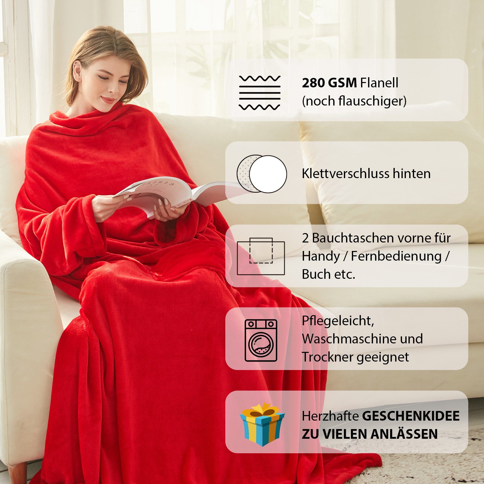 Wohndecke Kuscheldecke mit Ärmeln, Geschenk für Frauen zum Geburtstag, Luca günstig online kaufen