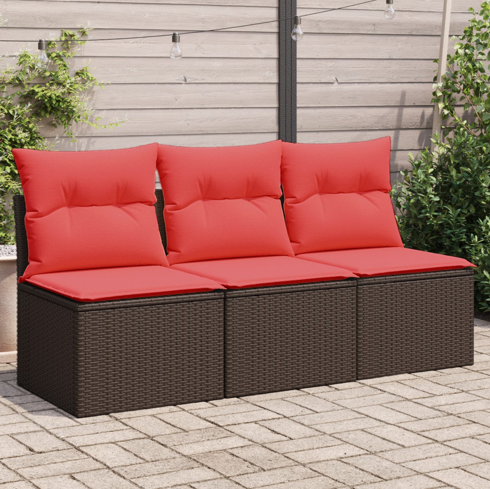 vidaXL Loungesofa, Garten-Sofa, mit Kissen Braun 165 x 62 x 69 cm Poly Rattan, 1 Teile