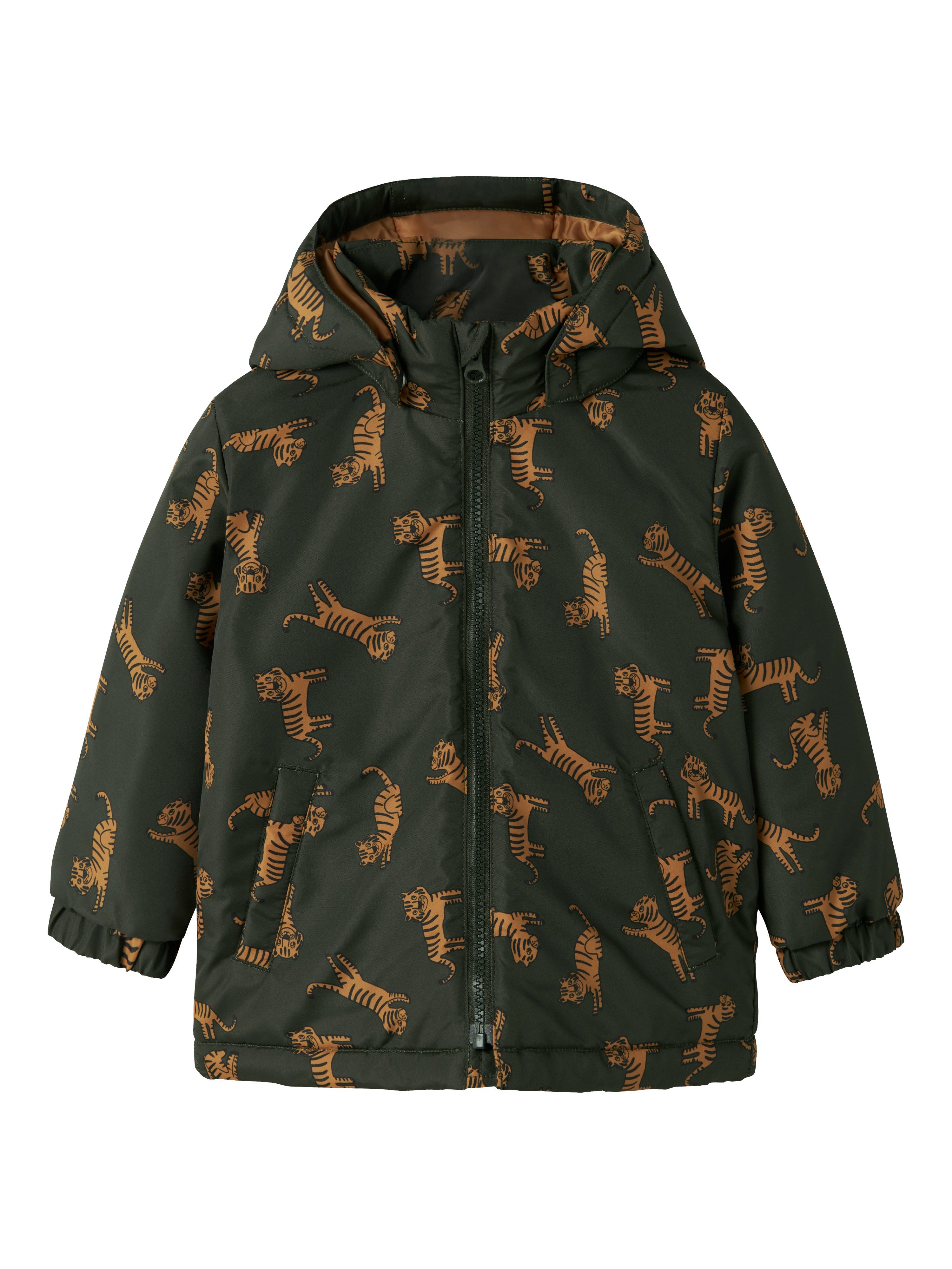 Name It Outdoorjacke NMMMAX JACKET PA AOP NOOS Kunstfaser, wasserabweisend, mit abnehmbarer Kapuze