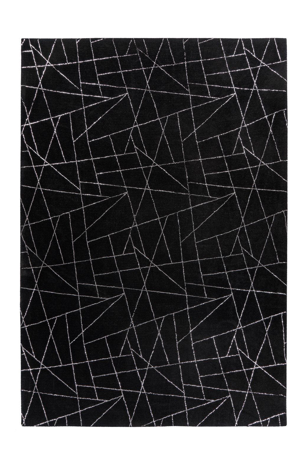 Kayoom Teppich in Schwarz / Silber, 100% Polyester - 150x80cm (LxB)