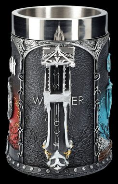 Figuren Shop GmbH Bierkrug Krug The Witcher - Ciri Yennefer Geralt - Merchandise Bierkrug Fantasy, Kunststein (Polyresin), Edelstahl