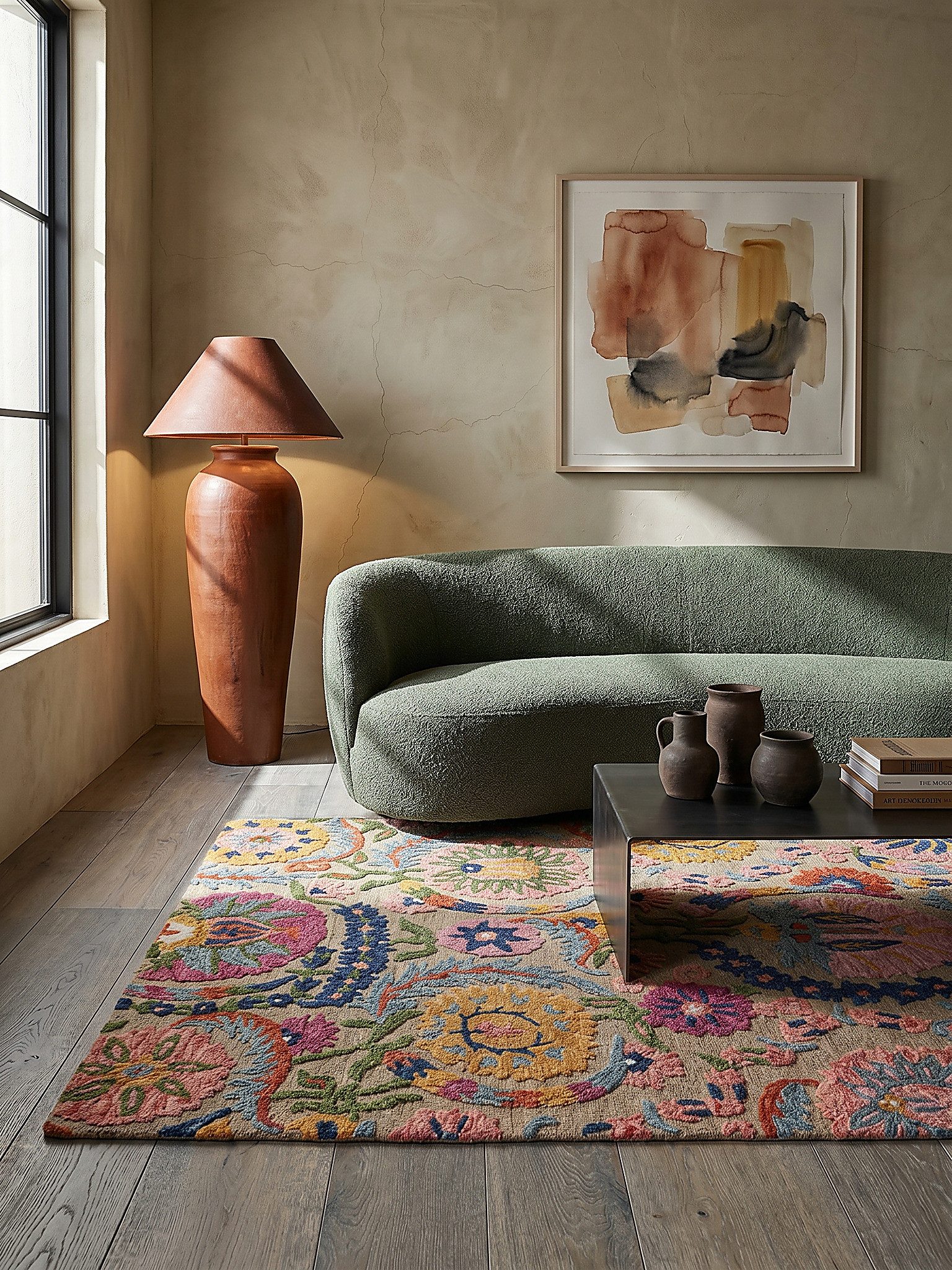 KADIMA DESIGN Wollteppich HEDDA Wohnzimmerteppich 200x300 Multi Wolle floral XXL getuftet, Rechteckig, Höhe: 12 mm, Wolle 100%, 3900 g/m², 8 mm Flor, getuftet, fußwarm, formstabil