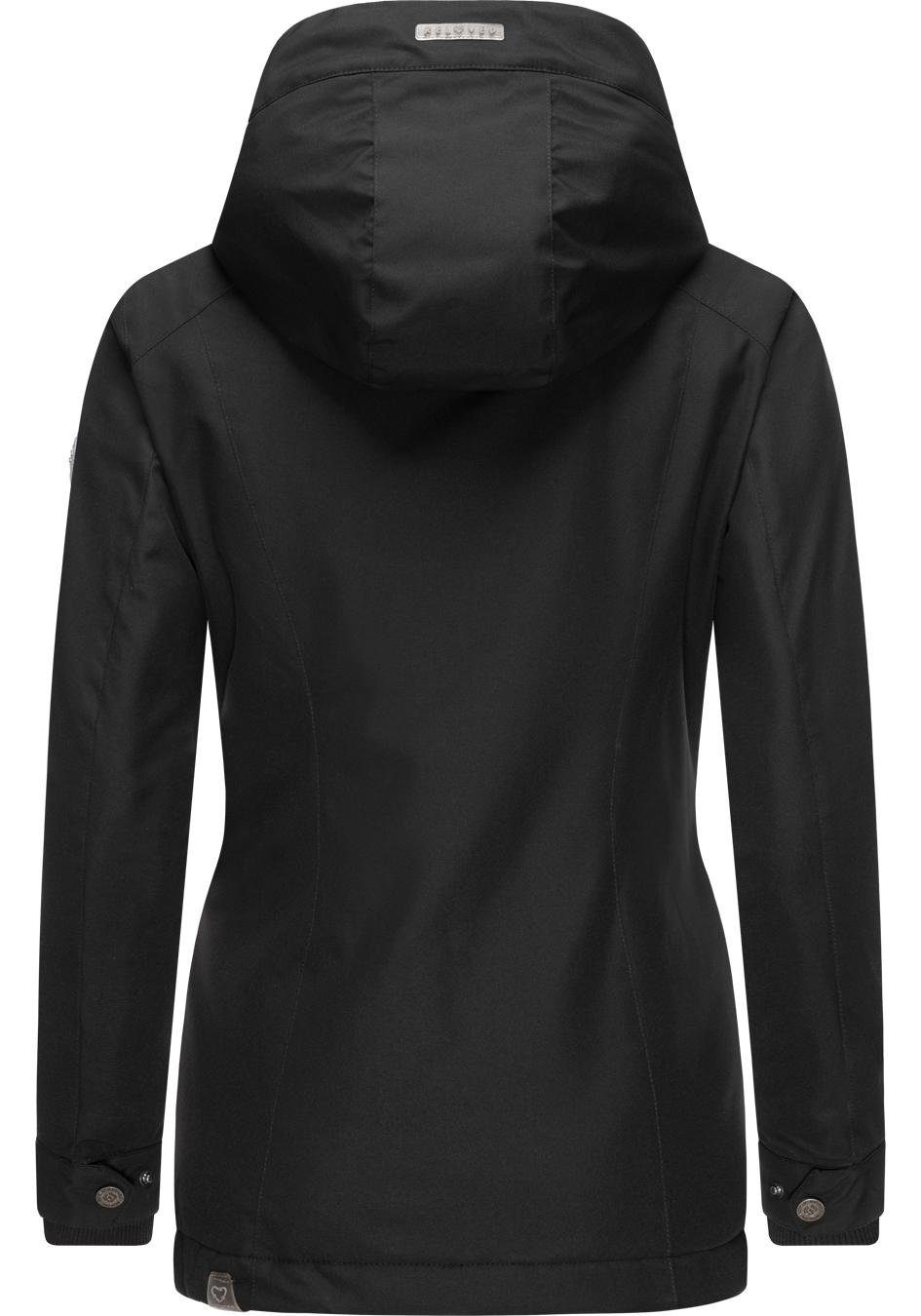 gefütterte Intl. Outdoorjacke Ragwear recycelten Remake Materialien II Winterjacke Jazmin aus schwarz