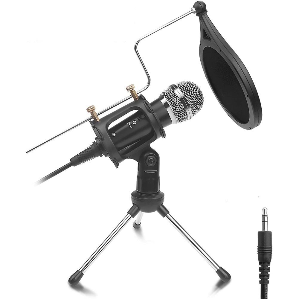 GelldG Mikrofon Mikrofon Computer PC Mikrofon mit Ständer spinne für  Streaming