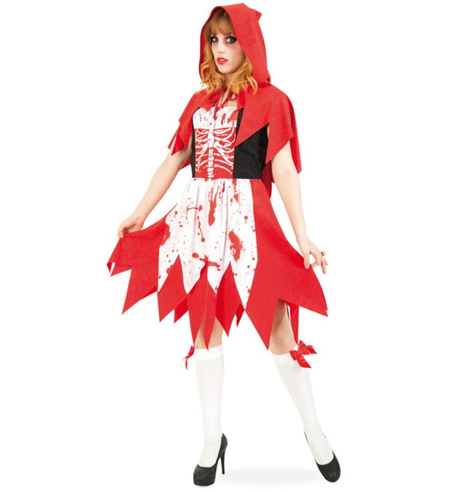Kostüm Damen Blutkäppchen Kleid mit Kapuzencape Halloween Karneval Fasching