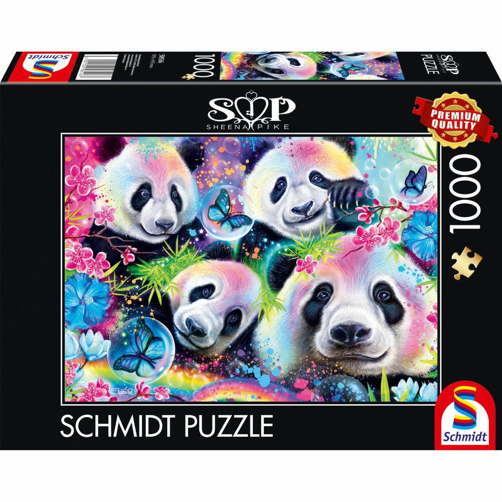 Schmidt Spiele Puzzle Neon Blumen-Pandas Sheena Pike 1000 Teile, 1000 Puzzleteile