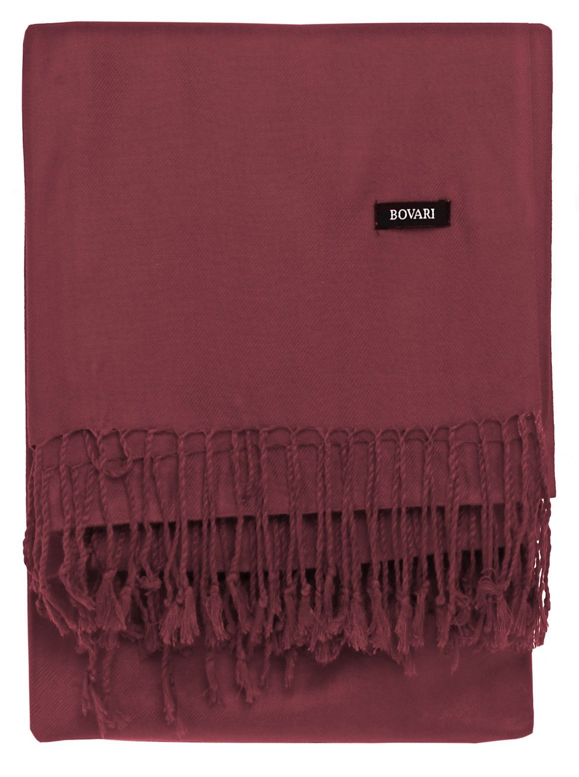 Bovari Schal Pashmina 100% cm wie XL weich wie -, - glänzend Premium - Damen-Schal Kaschmir aus weinrot Seide Viskose 200x70