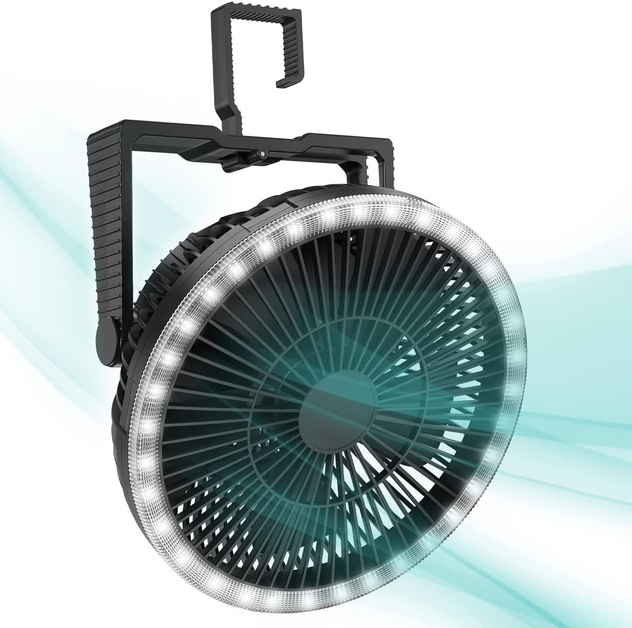 LA CUTE Tischventilator 8 Zoll Tischventilator LED Fernbedienung, 3 Geschwindigkeiten, Timer, Stylischer Tischventilator mit RGB-Stimmungslicht