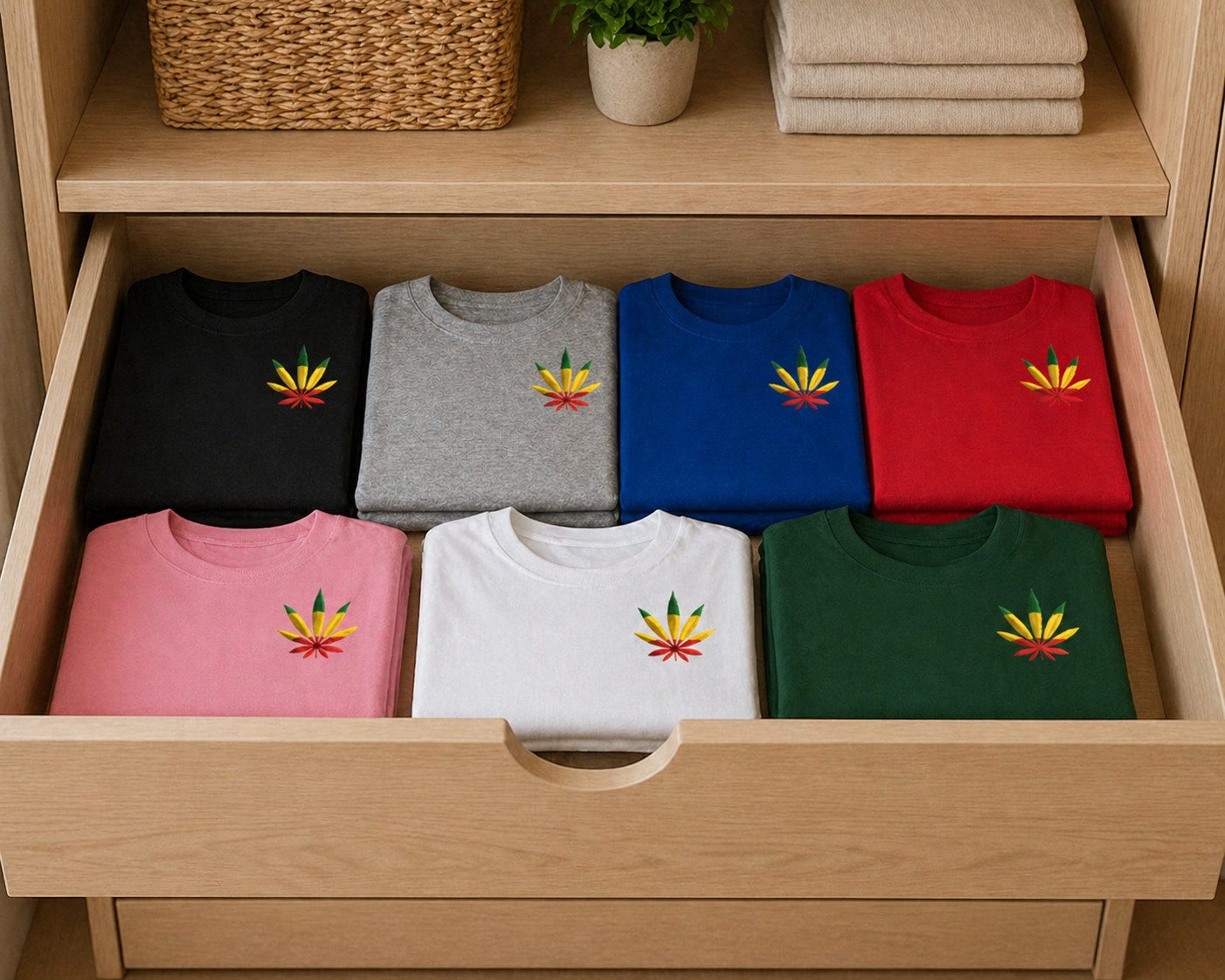 Blondie & Brownie T-Shirt Blondie Brownie Damen Shirt Hanf Weed Patch Reggae Jamaica Baumwolle (Einzelstück, Einzelartikel) Hanf Leaf Patch Damen Shirt Urban Fit