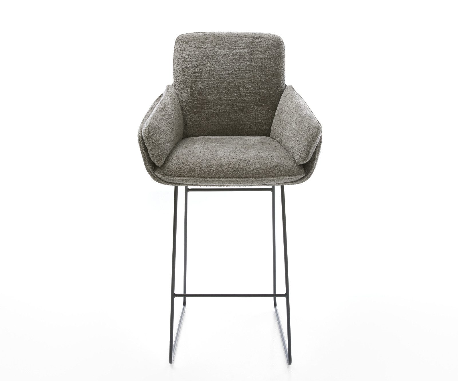 DELIFE Barhocker Luan-Flex, Kufengestell Metall Schwarz Bouclé Soft Schlamm