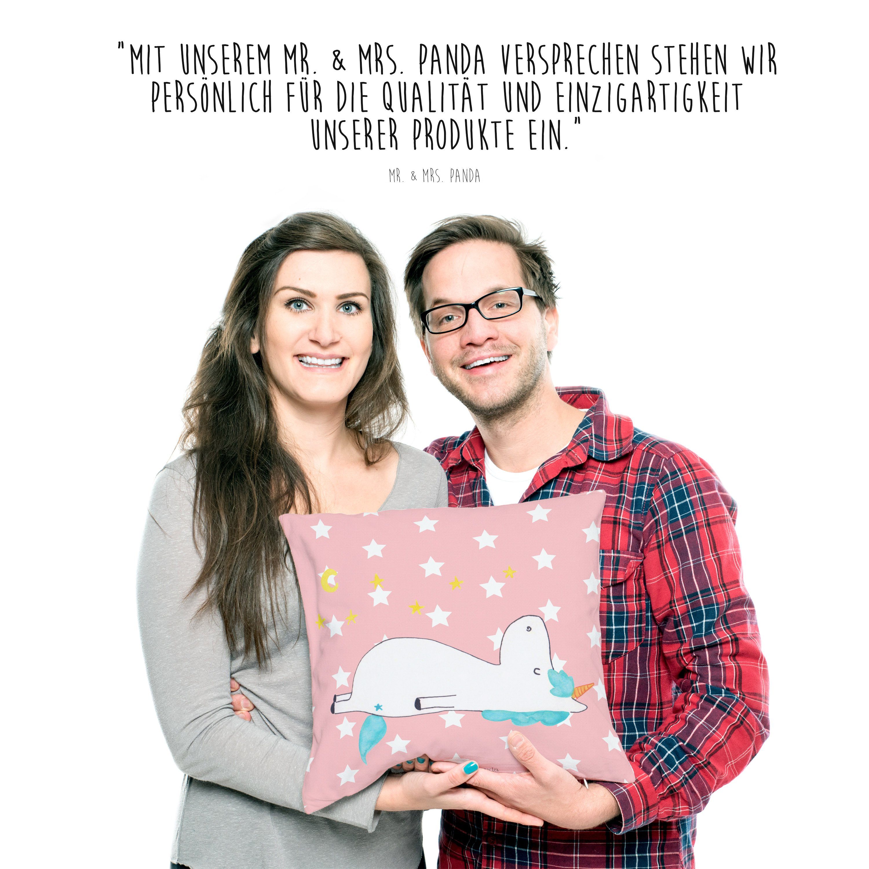 Mr. & Mrs. - Dekokissen Geschenk, Einhorn Panda Pastell - Rot Unicorn, Sternenhimmel Dekokissen