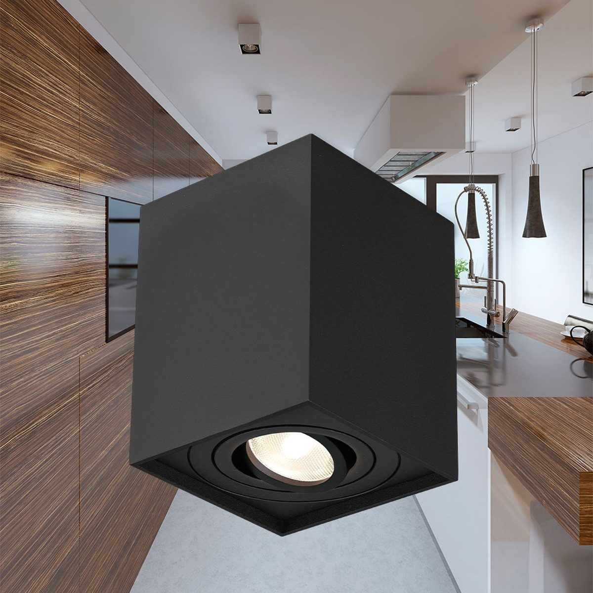 Braytron LED Deckenleuchte LED Aufbauspot schwenkbar rund quadratisch Aluminium GU10, ohne Leuchtmittel, GU10 Fassung, Schwenkbar, Pulverbeschichtet, Zeitlos