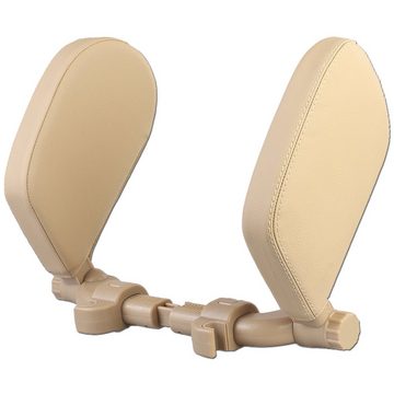 EasyTravel ergonomisches Auto Reise Kopfkissen - Kunstleder beige / Doppelnaht Camping Sat-Anlage