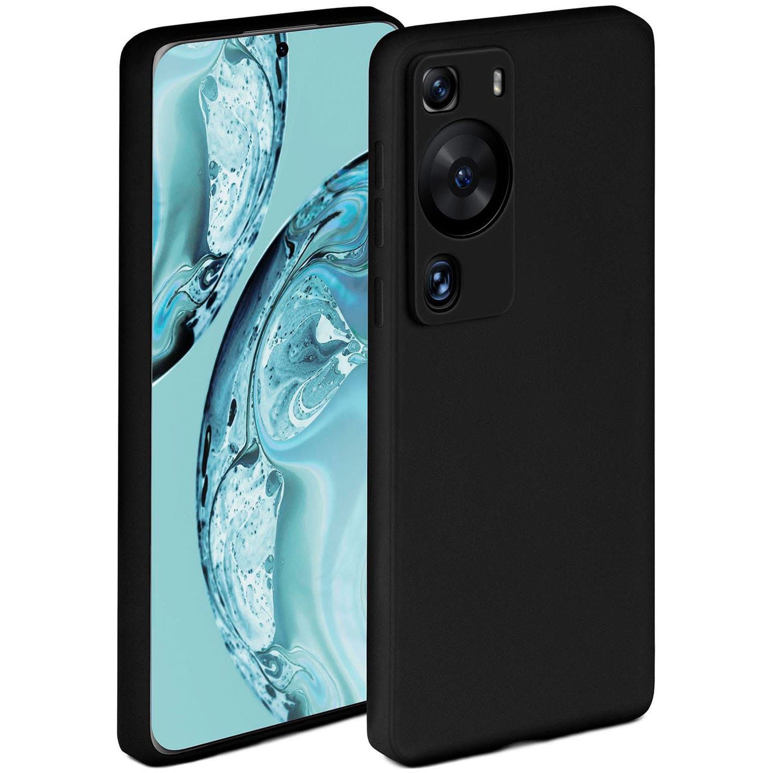 ONEFLOW Handyhülle für Huawei P60 Pro Hülle Silikon Soft Case Schwarz 6,67 Zoll, Silikonhülle Cover Dünn Handytasche TPU Schutzhülle mit Kameraschutz