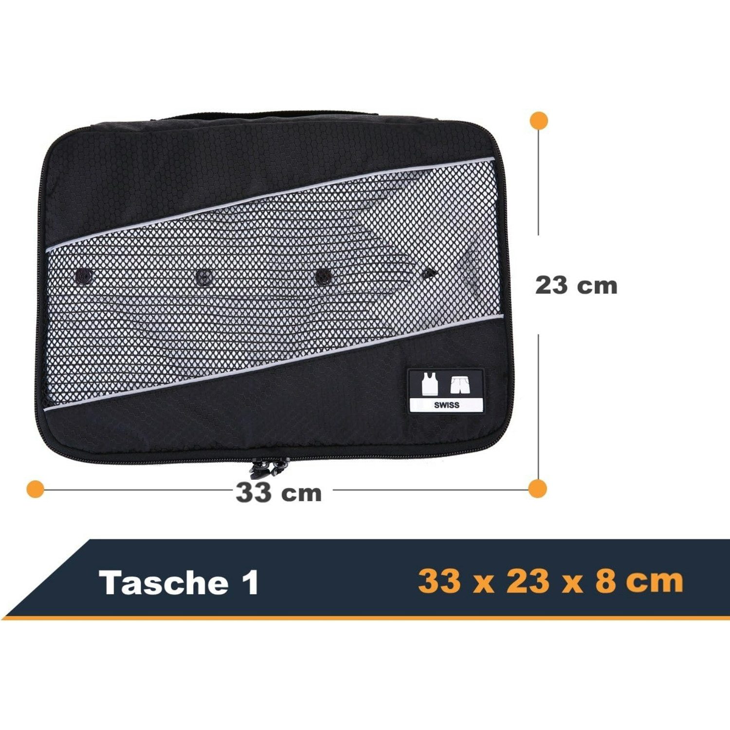 L.A. Sports Kofferorganizer Set / Packwürfel (3-er Pack), mit Sichtfenster aus Netzgewebe