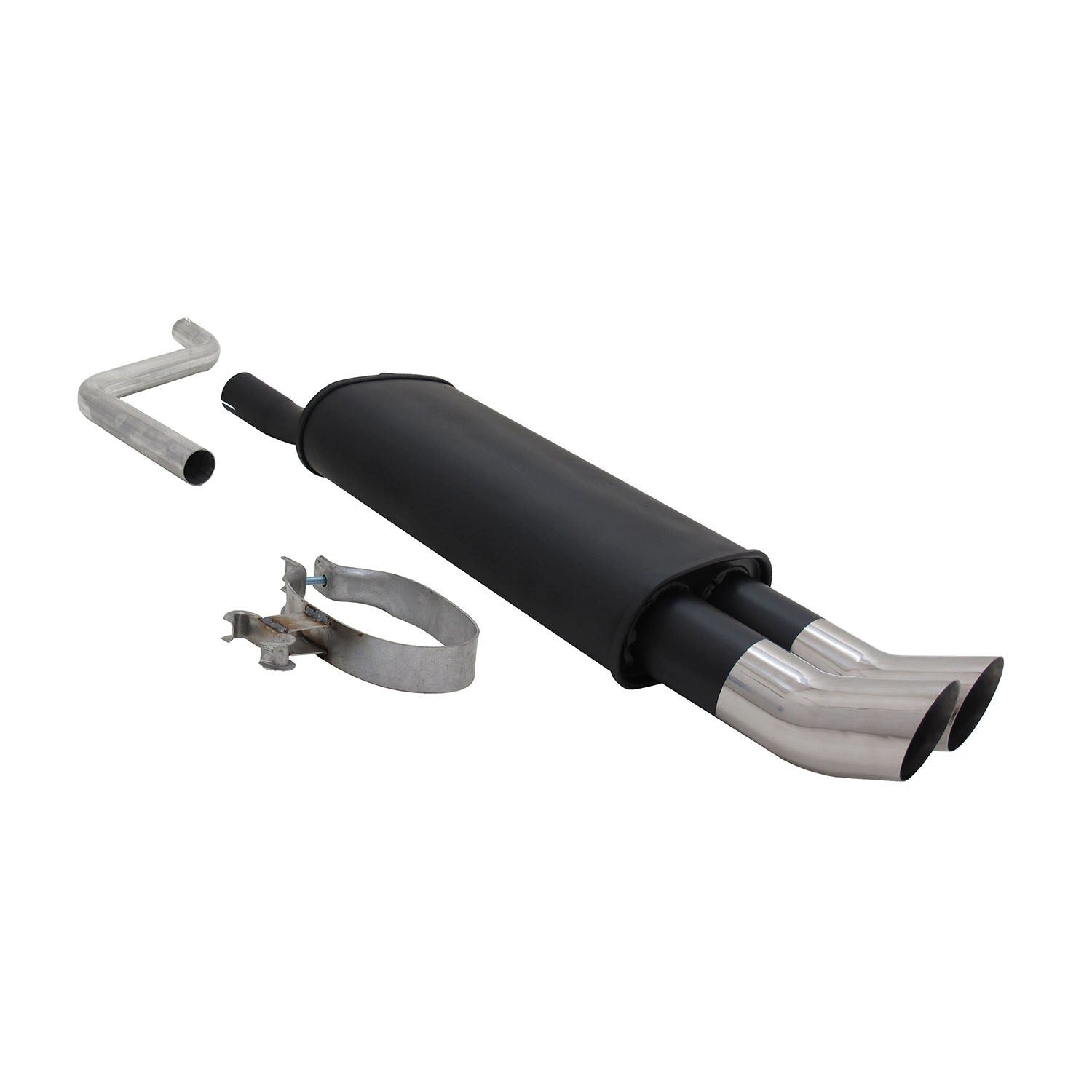 OMAC Auspuff-Flexrohr Novus Sportauspuff für VW Polo 2/3 86C 2x76mm Endschalldämpfer mit ABE, (1-tlg), Leicht austauschbar - Doppelter Ausgang