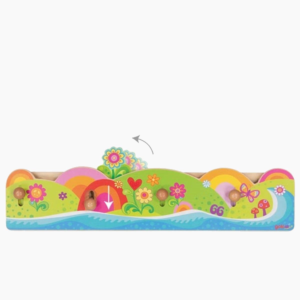 goki Garderobenpaneel Garderobe FlowerPower (packung, 1 St., set), mit Mechanik für die beweglichen Elemente