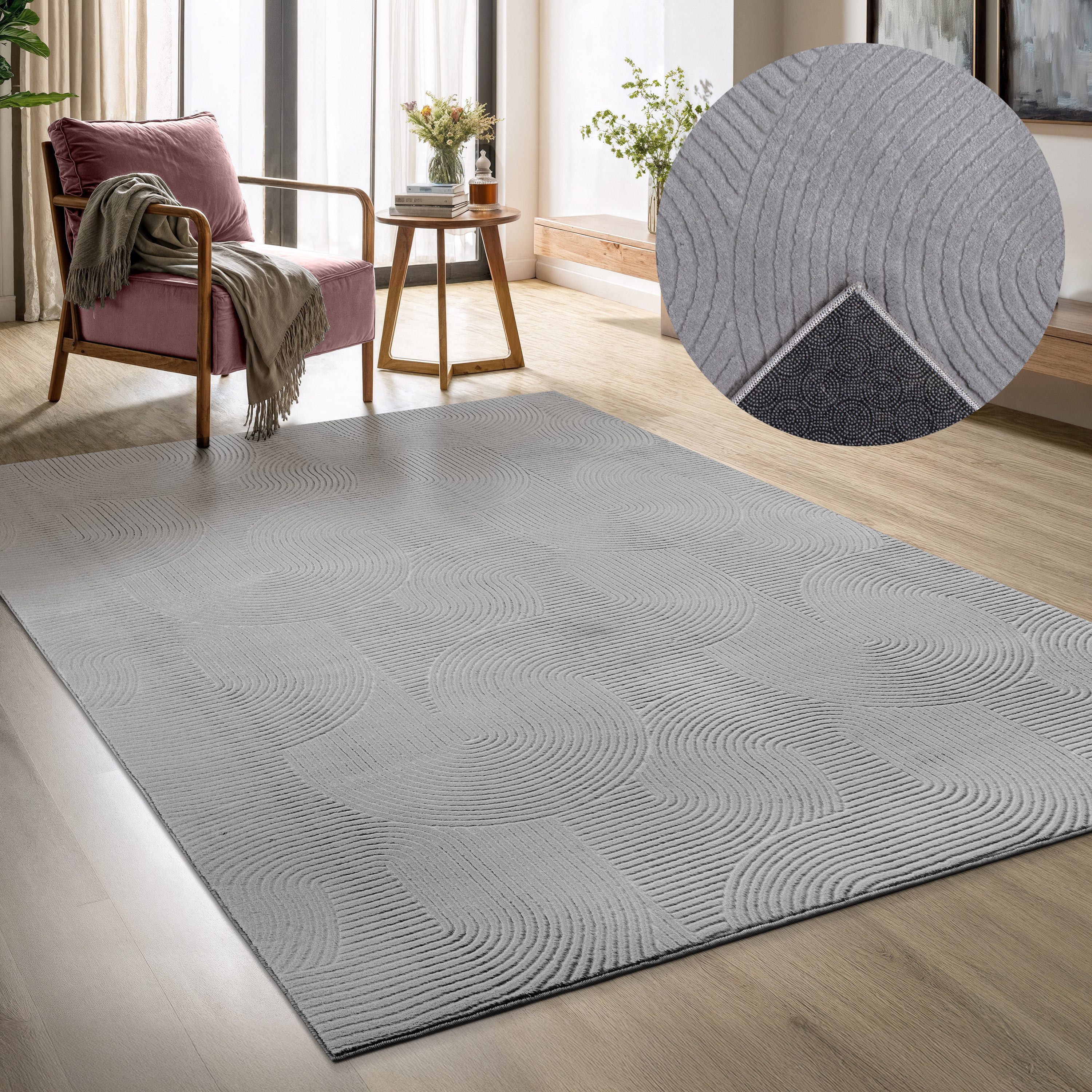 OTTO home Designteppich Zoelle 3D Optik/Hoch-Tief Effekt, rechteckig, Höhe: 8 mm, mit Anti-Rutsch-Rücken, angenehm weich, Teppich Wohnzimmer Boho Design