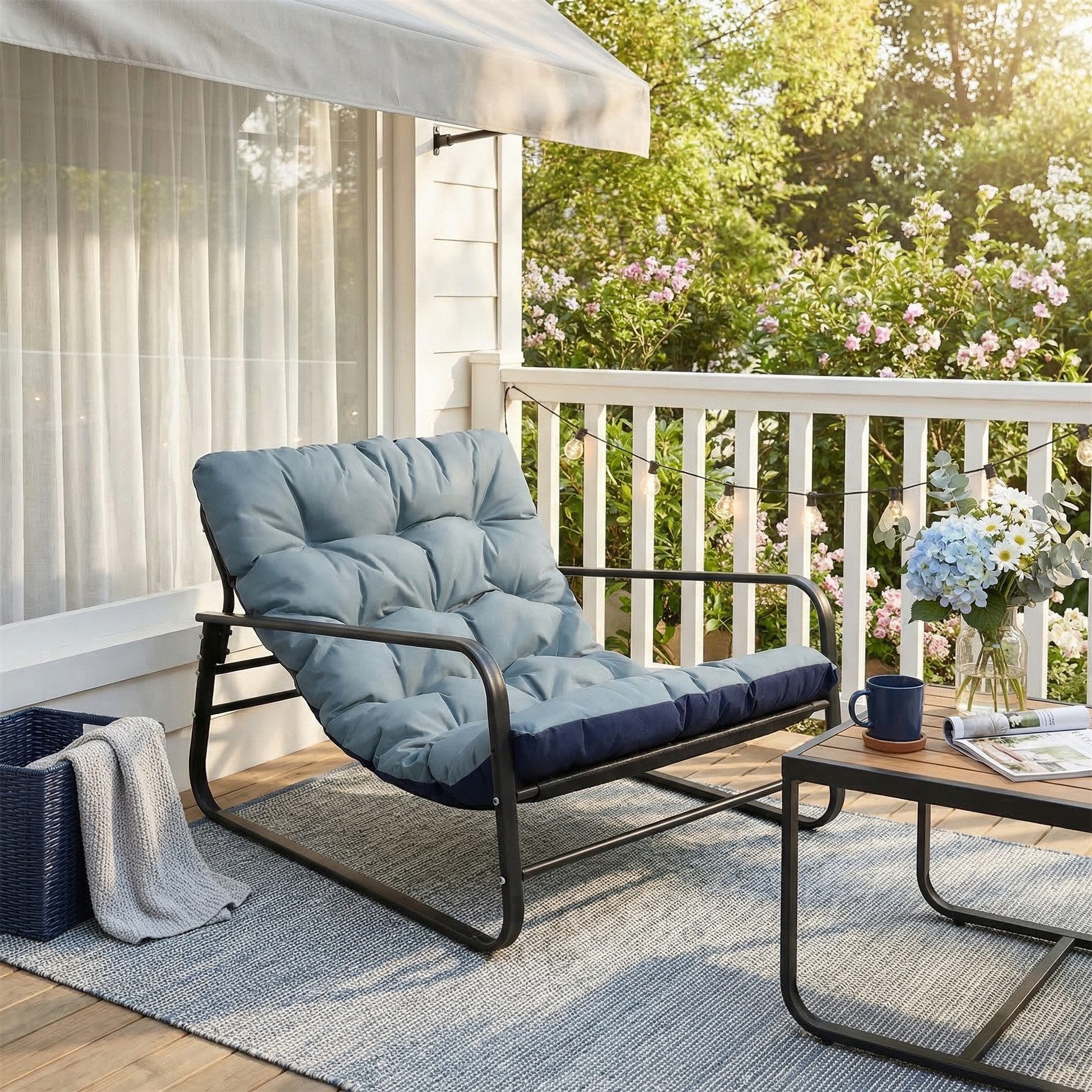 HomeMiYN Loungesessel Loungesessel Sessel Wohnzimmer Gartenliege mit Wendekissen (2er set,bestehend aus sessel mit Gepolsterten Kissen), für kinder,2 erwachsene