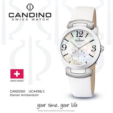 Candino Quarzuhr Candino Damen Quarzuhr Analog C4498/1, (Analoguhr), Damen Armbanduhr rund, Lederarmband weiß, Elegant