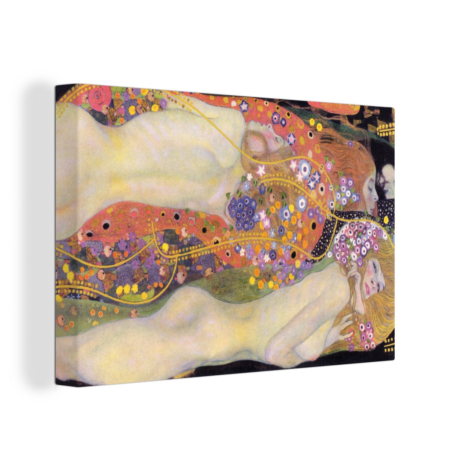 OneMillionCanvasses® Leinwandbild Wasserschlangen II - Gustav Klimt, (1 St), Wandbild Leinwandbilder, Aufhängefertig, Wanddeko, 30x20 cm