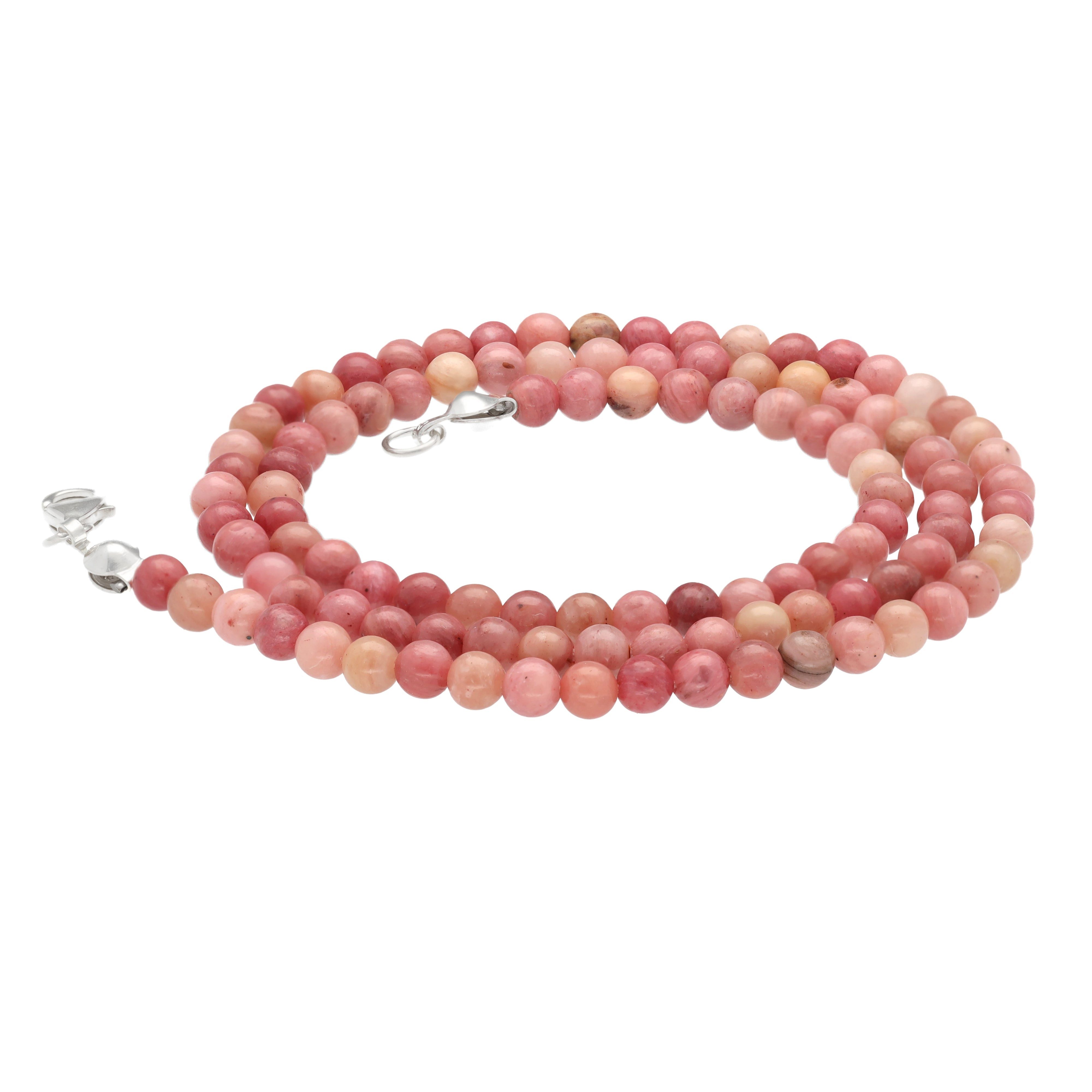 Lebensquelle Plus Kette ohne Anhänger Edelstein Kugelkette + 925 Silber Verschluss, Ø 4mm Kugeln 45cm lang